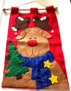 Medias de Navidad de fieltro de colección para perro con árbol estrellas amarillas 9,5 x 15 - Imagen 1 de 6