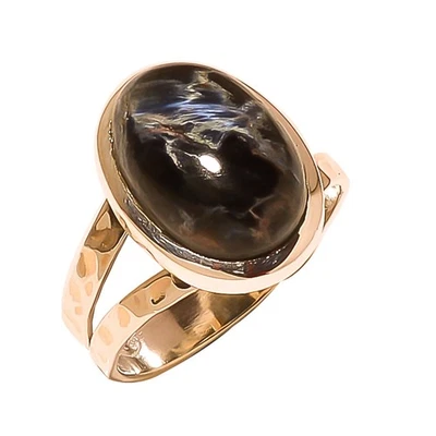 Anillo Pietersita Namibia Plata de Ley 925 Sólida s.7 S2028 (SR-602) Foto 1 de 3