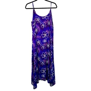 Zodad's Purple White Hawaiian Handkerchief Sleeveless Midi Shift Dress Medium - Picture 1 of 14