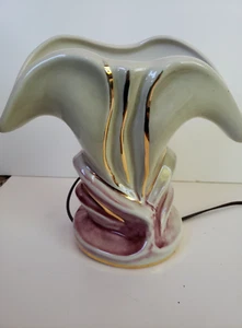 Vintage Art Deco Calla Lily Small Table Lamp Pink Works Nightlight Ceramic 1950s - Picture 1 of 8