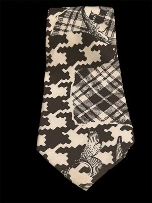 Corbata Rockabilly Disco Abstracta Vintage Bugle Boy Hombre Y2K Blanco y Negro Foto 1 de 4
