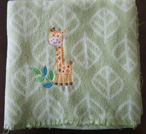HTF Garanimals Fleece Stitch Lime Green Leaves Soft Baby Security Blanket EUC  - Picture 1 of 5