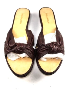 Enzo Angionni Women's EAKAM LEATHER SLIP ON DARK BROWN Slides Size 8.5 - Picture 1 of 7
