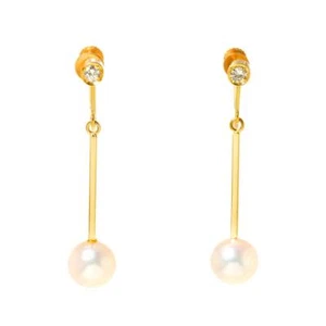 Ohrringe Akoya Perle 6,8 mm Diamant Clip auf 18 Karat YG 750 90283365 - Bild 1 von 6