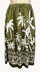 Gypsie Blu Midirock grün/weiß Coastal/Resortwear gefüttert elastischer Bund zum Binden - Bild 1 von 10