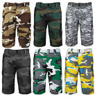 Men's Camo Cargo Military Army Multi Pocket Shorts With Belt