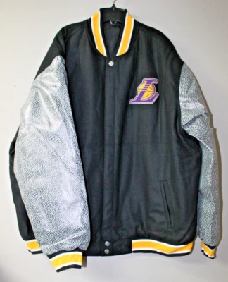 New NBA Los Angeles Lakers wool reversible faux leather sleeves jacket men XXXL - Image 1 of 4