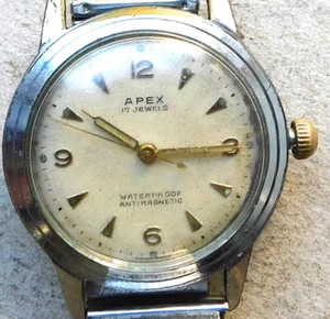 NO RESERVE Working Apex 1940s/50s Retro 17 Jewels Mechanical Wristwatch Vintage - Picture 1 of 10
