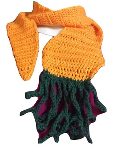 Scarf ORANGE CARROT SHAPED EASTER HALLOWEEN Crochet Knit Handmade -FREE SHIPPING - Picture 1 of 5
