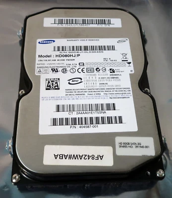 Samsung HD080HJ/P 80GB Internal 7200 RPM 3.5" (HD080HJ/P) HDD - P/N: 404587-001 - Image 1 of 3