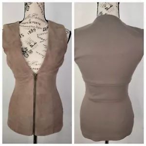 Bailey 44 Zip Front Vest Top Womens Size XS Lined 100% Lamb Leather Brown Tan - Picture 1 of 9