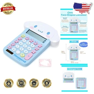 Cinnamoroll Face-Shaped Solar-Powered Calculator with Cherry Blossom Card - Picture 1 of 7