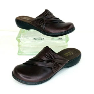 Clarks Leisa Deina braune Leder Twist Komfort Clogs  - Bild 1 von 7