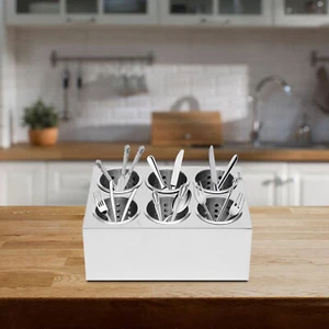Stainless Steel Kitchen Utensil Holder Container Flatware Caddy Organizer Tool - Picture 1 of 12