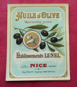 Nice - Huile d'Olive - Etablissements Lunel - Etiquette Ancienne ! - Bild 1 von 1