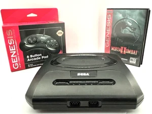 Sega Genesis Console Bundle Mortal Kombat 2 | New Retro-bit 6 Button Controller - Picture 1 of 10