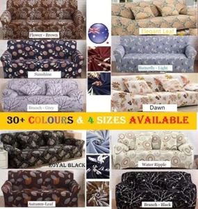1&4 Seat Stretch Fit Sofa Cover Lounge Couch Removable Slipcover Washable Black - Picture 1 of 30