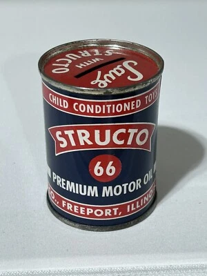 Vintage 1950’s Structo 66 Toy Truck Tin Motor Oil Can Coin Bank - Image 1 of 4