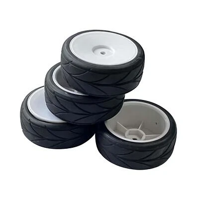 4pcs 1/10 Scale Car Touring Racing Wheel Rim & Tyre Tires 12mm Hub Soft Tire - Image 1 of 4