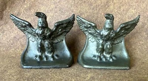 VINTAGE Solid Cast Bronze AMERICAN EAGLE BOOKENDS ~ Small 3-1/2" Marked 305 - Picture 1 of 24