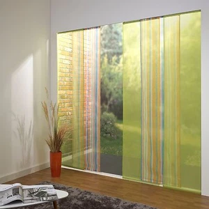 Schiebevorhang-Set Flächenvorhang-Set Schiene 3-läufig Vorhänge Voile grün-bunt - Bild 1 von 7