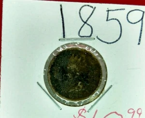 1859 P 1c Copper Nickel Indian Small Cent Penny Coin Very Circ Civil War Era - Picture 1 of 2