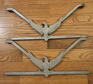 2 Vintage Aluminum Eagles 22"x9" Architectural Salvage H.B. Fratt Plainfield NJ - Picture 1 of 16