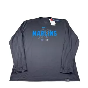 Nike Miami Marlins Black Team Issued Performance L/S Mens Shirt Size XL NWT - Picture 1 of 6