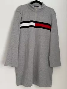 Tommy Hilfiger Tunika-Kleid Damen XL grau Langarm mit rot-weißen Streifen - Bild 1 von 14