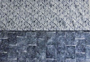 Patchworkstoff (€20/m²)  0,3 m Woodcuts Holzschnitte Holzdrucke 1,1m breit - Bild 1 von 4