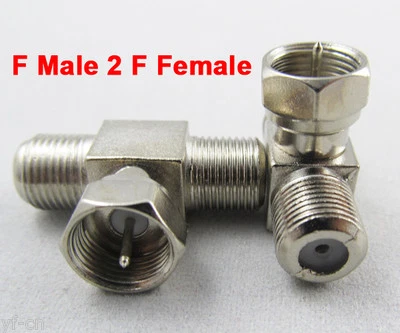 1pc VHF/UHF TV Right Angle 1 F Male Plug to 2 F Female Jack T type Connector - Image 1 of 3