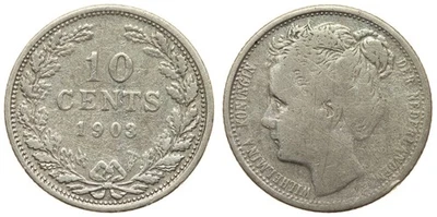 Netherlands - 10 Cents 1903 - Wilhelmina, Silver - Image 1 of 3