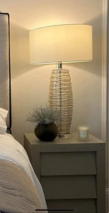 Rv Astley Cognac Glass Table Lamp With White Shade - Picture 1 of 2
