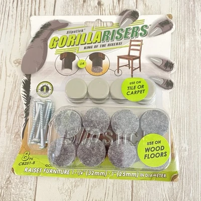 GorillaRisers CB251-8 Elevadores de Muebles con Tornillo (Paquete de 8) Protector de Piso Deslizante... Foto 1 de 3