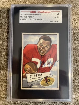 Bowman Joe Perry 1952 firmado automático - SGC - NFL HOF 49ers autógrafo Foto 1 de 2