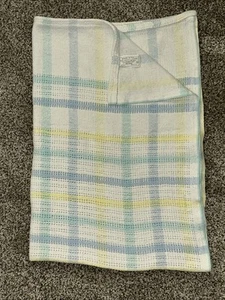 VTG Beacon WPL 1675 Cotton Green Blue Yellow Plaid Baby Blanket USA MADE - Picture 1 of 6