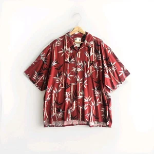 Vintage Banana Cabana Mens 100% SILK  XXL Red Hawaiian Shirt - Picture 1 of 6