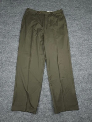 Pantalones de vestir KITON para hombre 32 x 29 verde plisado 100 % lana hechos en Italia *** Foto 1 de 4