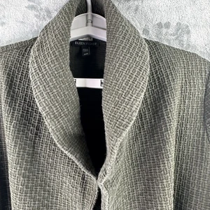 Eileen Fisher Damen Tencel Open Front Jacke Oliv Basket Shawl Größe M - Bild 1 von 10