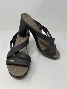 Crocs Cyprus IV Heeled Sandals Comfort Shoes Espresso Mushroom Brown Size 9 - Picture 1 of 15