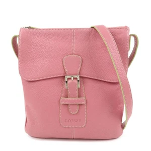LOEWE Senda Leather Shoulder Bag Crossbody Bag Pink Light Green Auth Used F/S - Picture 1 of 24