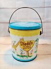 1950s Shedd's Peanut Butter 5 Lbs Child's Tin Pail Can Animals & Elves Graphics