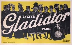 PÓSTER ANTIGUO PAOLO HENRI ALREDEDOR DE 1900 CICLOS GLADIADOR 88,5X139 CM - Imagen 1 de 1