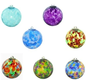 New Mouth-Blown Mottled Art Glass Friendship Ball Heart Ornament 4 or 5 inch - Bild 1 von 9