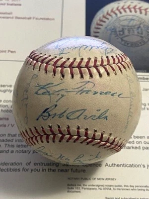 1957 INDIANS TEAM SIGNED AUTOGRAPHED OL BASEBALL!  ROOKIE ROGER MARIS!  FULL JSA - Image 1 of 4