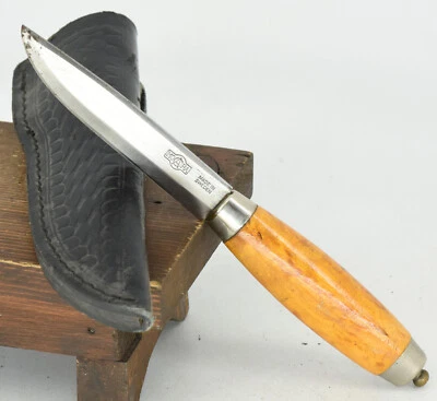 复古手工 Mora 固定刀片 Puukko 刀瑞典制造 + S&W 黑色鞘 — 第 1/4 张图片