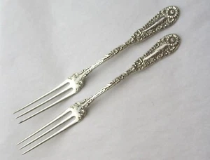 Dominick & Haff No. 10 sterling silver set of 2 strawberry forks pat. 1896 - Picture 1 of 6