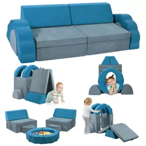 10 TLG Spielsofa Cord Kindersofa Schaumstoffbausteine Schalffunktion Modulsofa - Bild 1 von 9