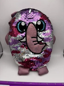 Shimmeez Reversible Sequin Plush Pet Marco Elephant Pink Silver 8" - Sensory Toy - Picture 1 of 4