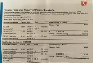 Mitfahrgelegenheit 1 Erwachsene/r Kiel-Frankfurt Main Hbf und alles dazwischen - Bild 1 von 1